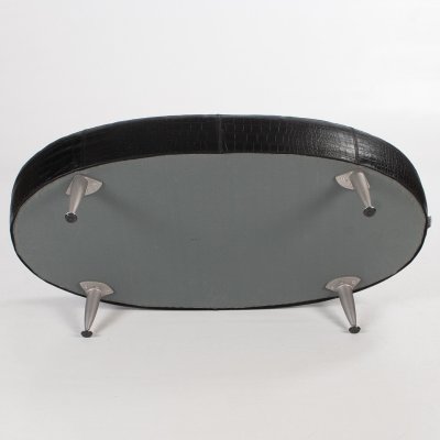Zoom image of Large oval ottoman Croco in black leather by Dan Ihreborn 1995